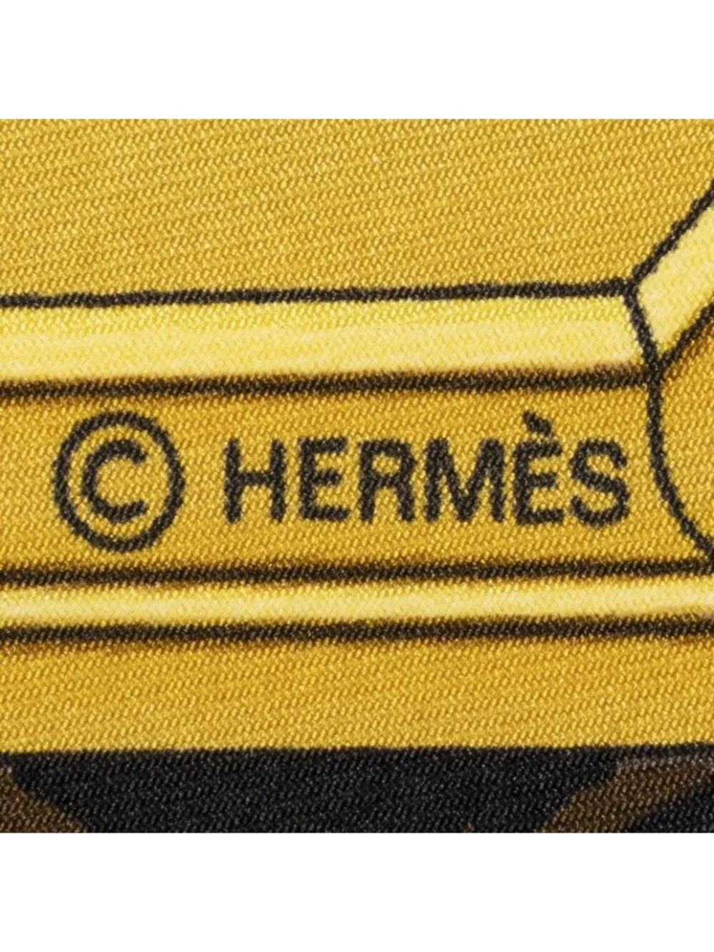 Hermes Scarf Black White Gold Silk